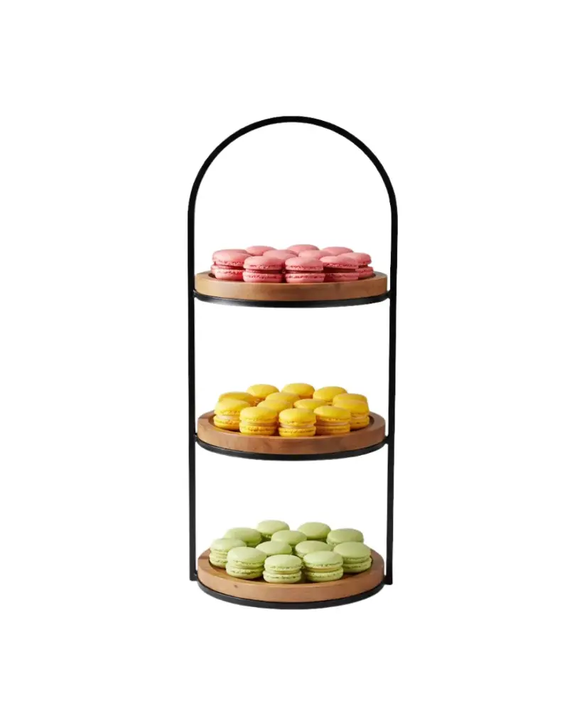 3 Tier Iron Frame with 3 Wooden Plinths