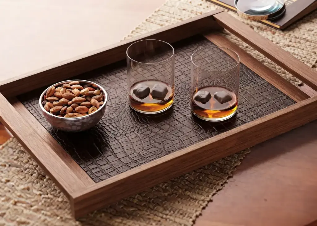 Tray with Leather Underline