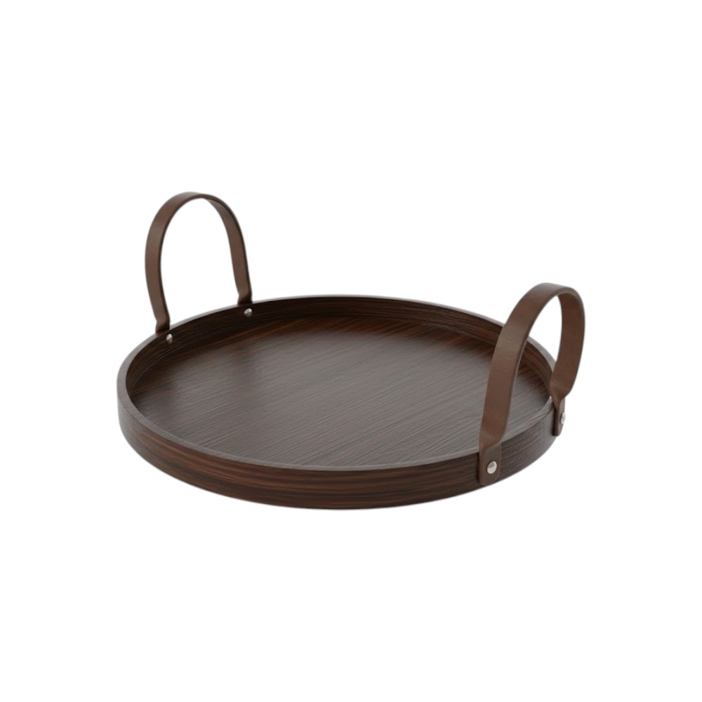 Tray with Leather Handles