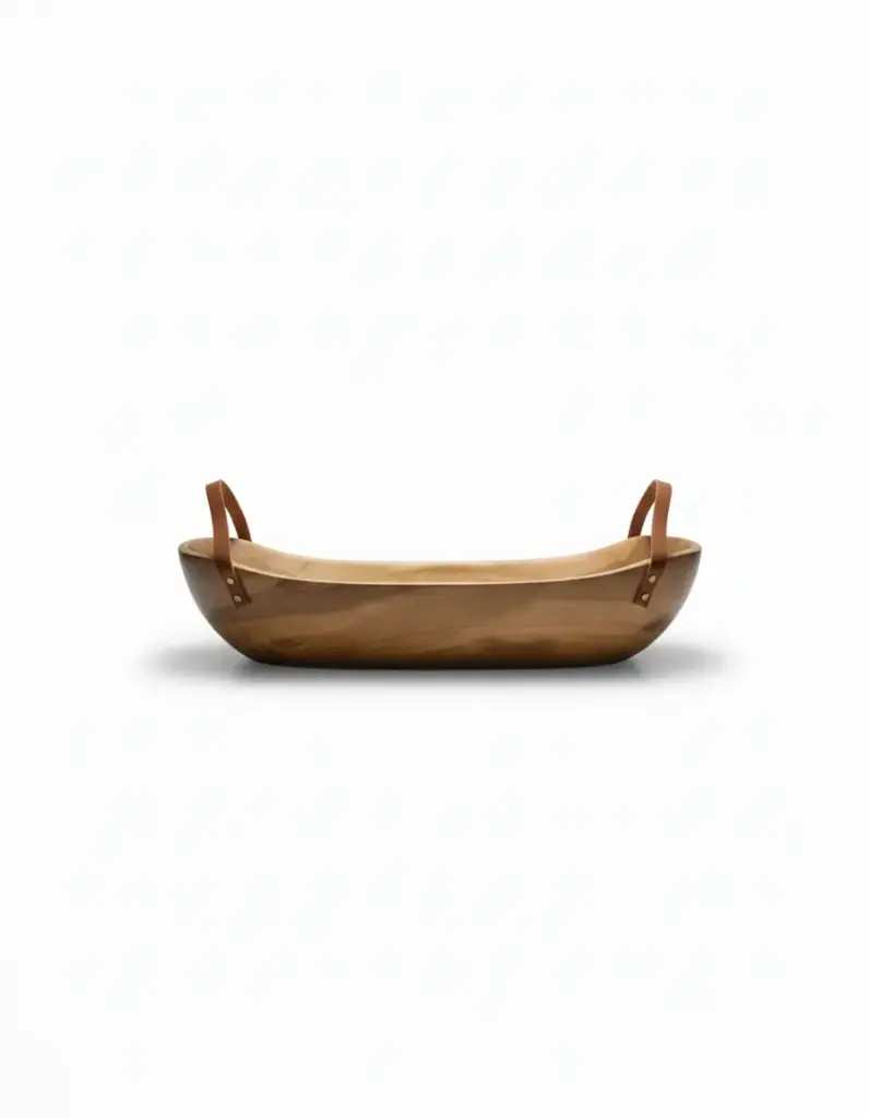 Oval Bowl with Leather handles