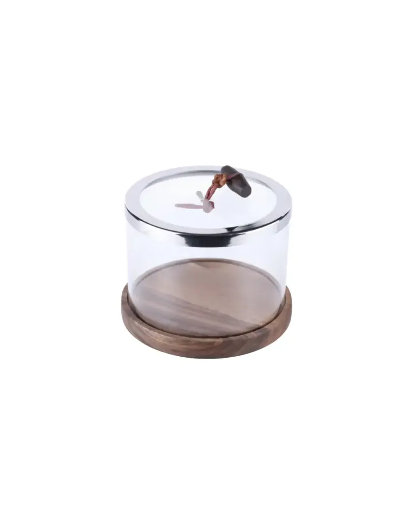 Acrylic Jar with Lid & Wood Base