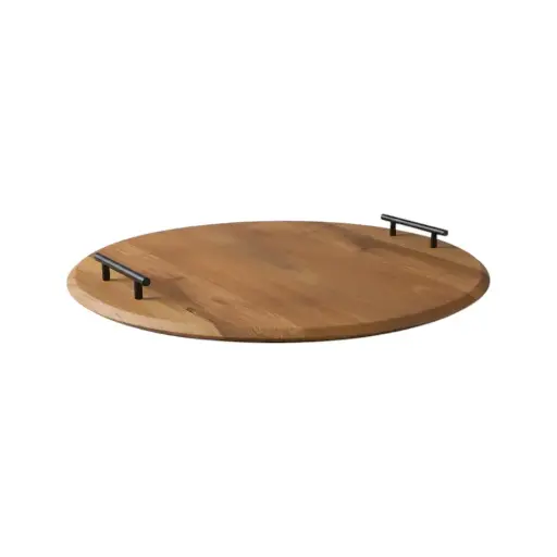 Round Tray with Metallic Handles